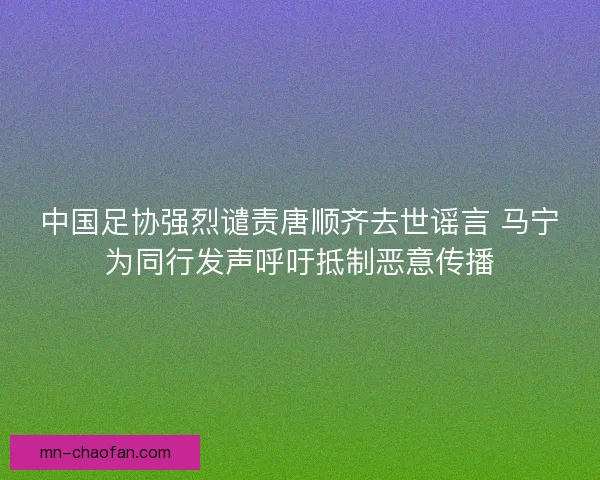 中国足协强烈谴责唐顺齐去世谣言 马宁为同行发声呼吁抵制恶意传播